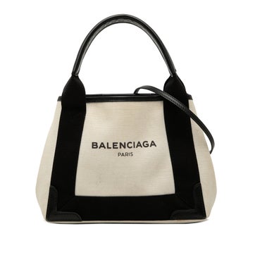 Canvas Navy Cabas Satchel