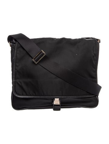 Tessuto Nylon Tessuto Nero Saffiano Trim Messenger Bag