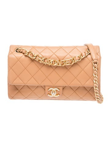 Medium Quilted Logo Letters Flap Bag