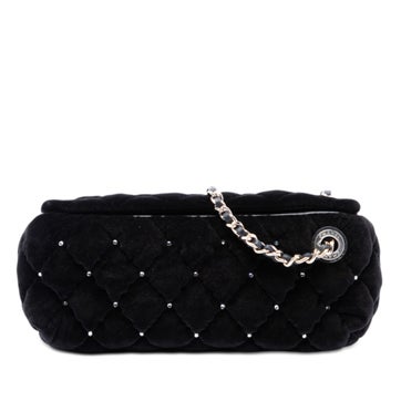 CC Quilted Velvet Crystal Wristlet Clutch