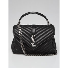 Yves Saint Laurent Black Quilted Leather Monogram Medium College Bag