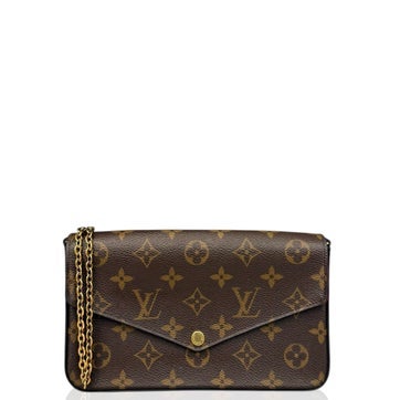 Coated Canvas Pochette Felicie Chain Wallet Brown