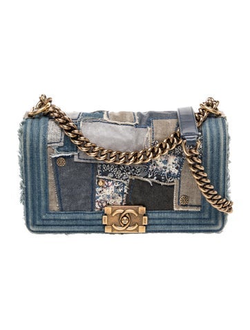 Medium Denim Patchwork Boy Bag