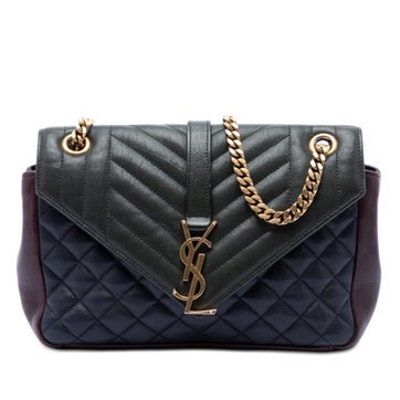 Medium Triquilt Tricolor Sheepskin and Lambskin Monogram College Bag
