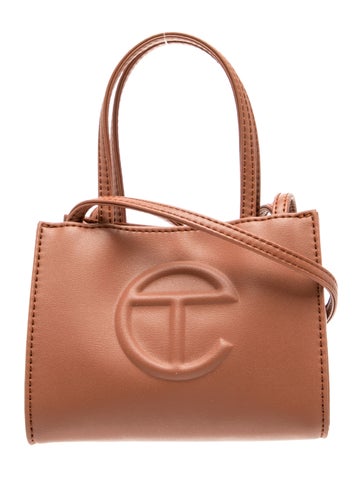 Vegan Leather Tan Shopping Bag Small