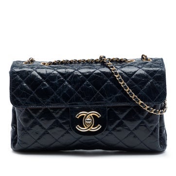 CC Quilted Crackled Glazed Calfskin Accordion Flap