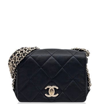 Goat Leather Chain Rows Flap Bag
