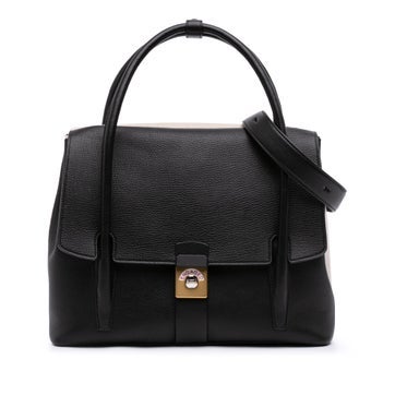 Bicolor Goatskin and Canvas New Lock Horizontal Satchel