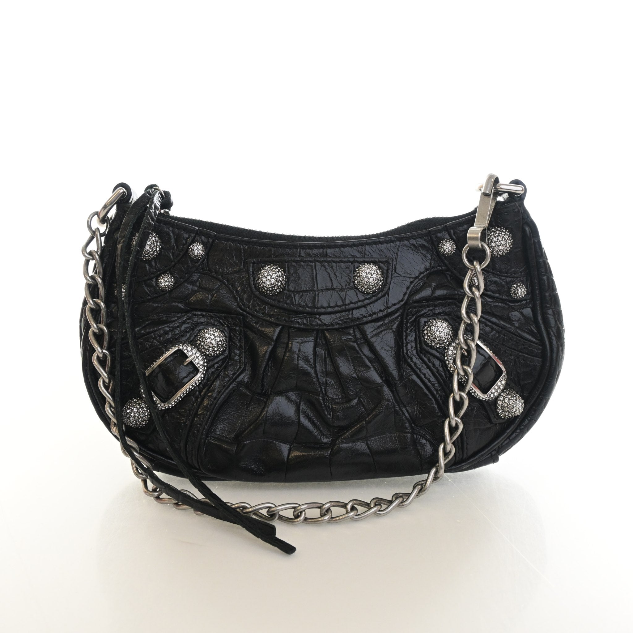 Balenciaga Mini Crocodile Embossed Arena Crystal Le Cagole