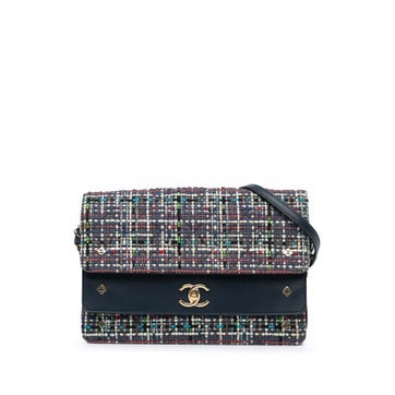 Medium CC Quilted Mixed Fibers and Lambskin Double Flap