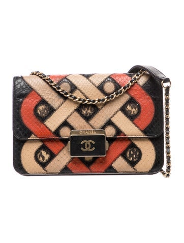 Snakeskin Beauty Lock Flap Bag