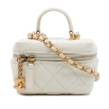 Mini Caviar Chain Zip Around Calfskin Vanity Case