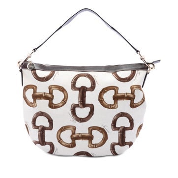 Printed Canvas Horsebit Hobo