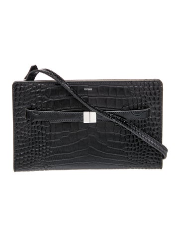 Embossed Leather Croc-Embossed Crossbody Bag